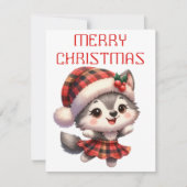 Tancing Husky Pup - Weihnachtskarte Feiertagskarte (Vorderseite)