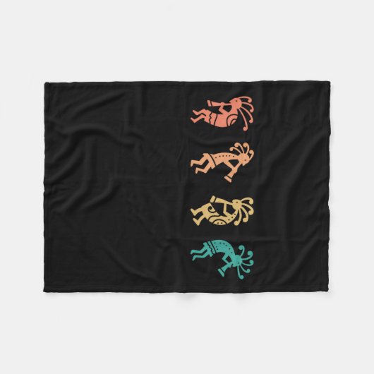 Tancing Kokopelli Southwest Usa Indianeramerikaner Fleecedecke (Vorderseite (Horizontal))