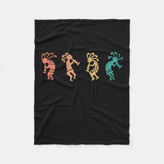 Tancing Kokopelli Southwest Usa Indianeramerikaner Fleecedecke (Vorderseite)