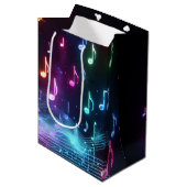 Tancing Neon Musical Notes Mittlere Geschenktüte (Vorderseite Schrägansicht)