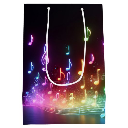 Tancing Neon Musical Notes Mittlere Geschenktüte (Rückseite)