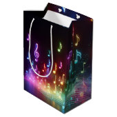Tancing Neon Musical Notes Mittlere Geschenktüte (Rückseite Schrägansicht)