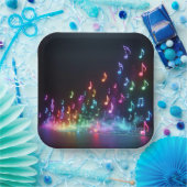 Tancing Neon Musical Notes Pappteller (Party)