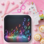 Tancing Neon Musical Notes Pappteller (Party)