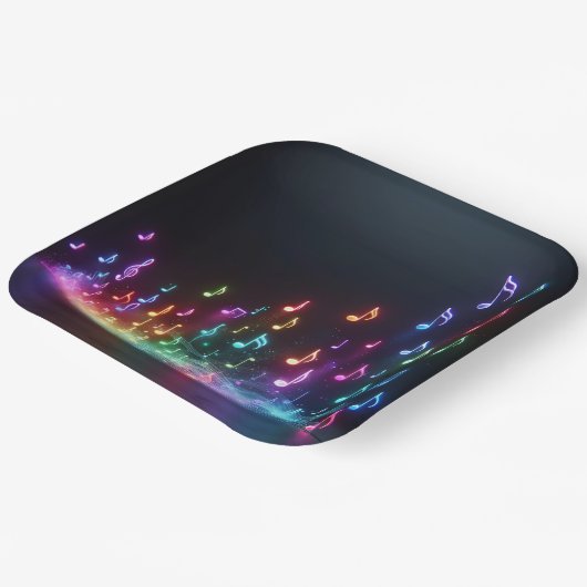 Tancing Neon Musical Notes Pappteller (Gewinkelt)