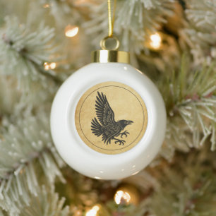 Tancing Norse Raven Keramik Kugel-Ornament