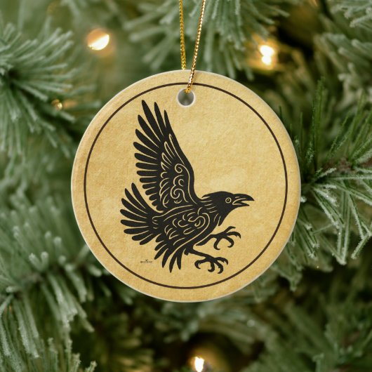 Tancing Norse Raven Keramik Ornament (Baum)