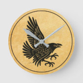 Tancing Norse Raven Runde Wanduhr (Vorderseite)
