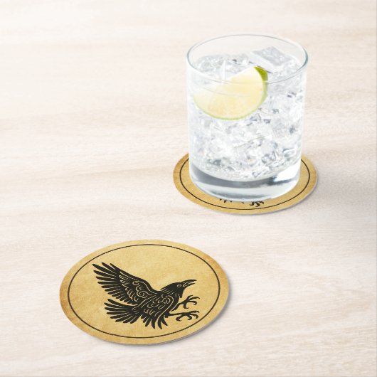 Tancing Norse Raven Runder Pappuntersetzer (Vor Ort)