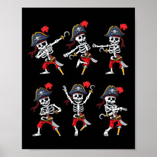 Tancing Pirate Skeletons TanzChallenge Boys Kinder Poster