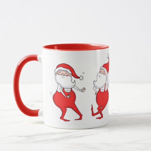 Tancing Santa Claus illustrierte Weihnachtsfeier T Tasse (Links)