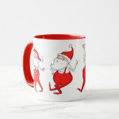 Tancing Santa Claus illustrierte Weihnachtsfeier T Tasse (Vorderseite Links)