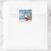 Tancing Santa Claus Quadratischer Aufkleber (Tasche)