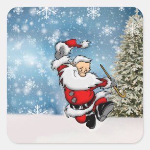 Tancing Santa Claus Quadratischer Aufkleber