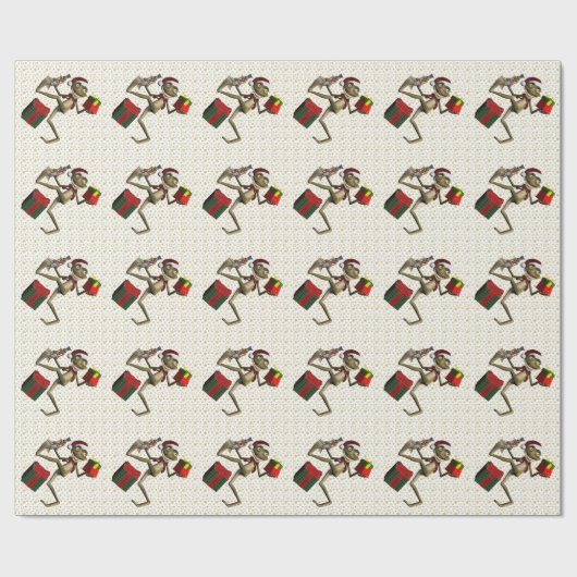 Tancing Santa Frog Wrapping Paper Geschenkpapier (Flach)