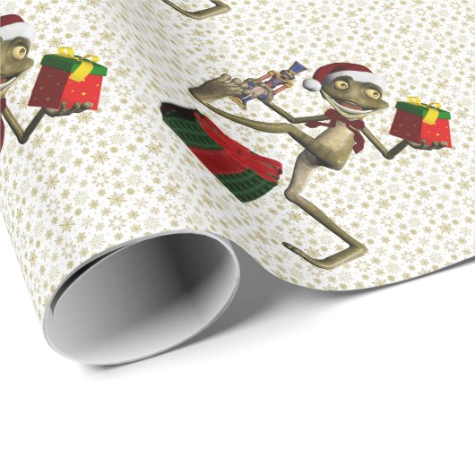 Tancing Santa Frog Wrapping Paper Geschenkpapier (Rolleneckpunkt)