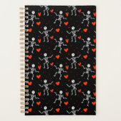 Tancing Skeleton Rote Herzen Liebe Sonniges Hallow Planer (Vorderseite)