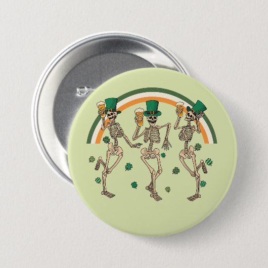 Tancing Skeletons St Patrick Button (Vorne & Hinten)
