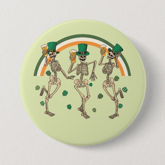 Tancing Skeletons St Patrick Button (Vorderseite)
