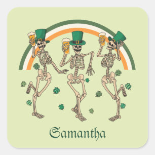 Tancing Skeletons St Patrick Quadratischer Aufkleber