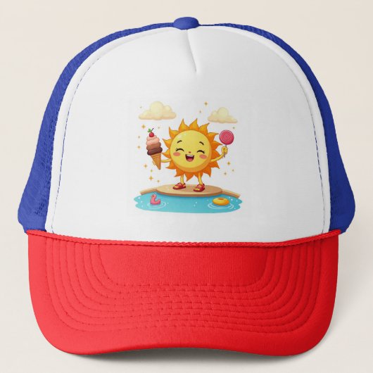Tancing Sun Kawaii Sommerspass Hat Truckerkappe (Vorderseite)