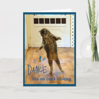 Tancing Tabby Cat Geburtstag Dankeskarte