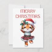 Tancing Tiger Cub - Weihnachtskarte Feiertagskarte (Vorderseite)