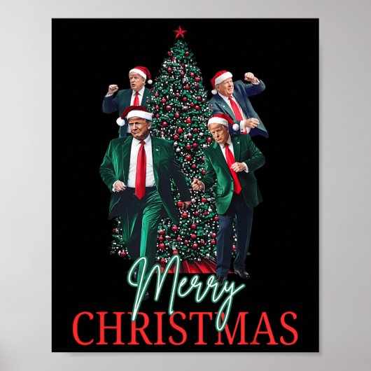 Tancing Trump Santa Merry Weihnachts Daddy's Zuhau Poster (Vorne)