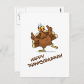 Tancing Turkey Celebrate Thanksgivukkah Postkarte (Vorne/Hinten)