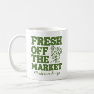 Tändelnde Frisch auf dem Markt Grüne Brautparty Kaffeetasse