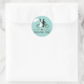 Tandem Bicycle Aqua Wedding Danke Stickers (Tasche)