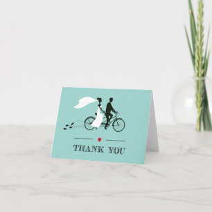 Tandem Bicycle Aqua Wedding Thank You Dankeskarte