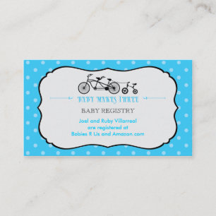 Tandem Bicycle Baby Shower Registry Card Begleitkarte