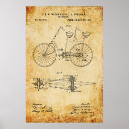 Tandem Bicycle Blueprint Poster