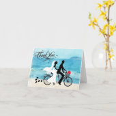 Tandem Bicycle Bridge and Groom Wedding Vielen Dan Karte (Gelbe Blume)