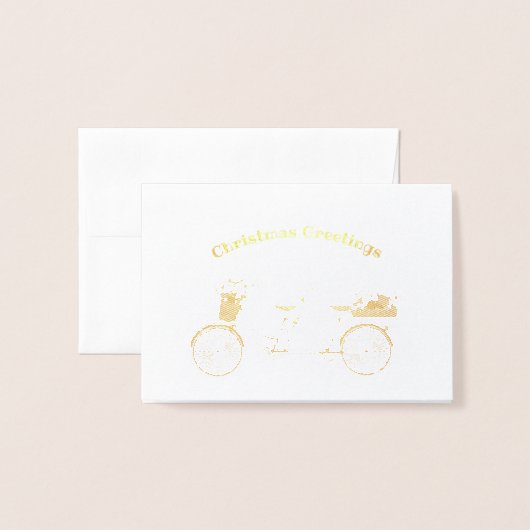 Tandem Bicycle Goldfolie Weihnachtskarte Folienkarte (Vorderseite mit Umschlag)
