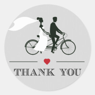 Tandem Bicycle Gray Wedding Danke Stickers