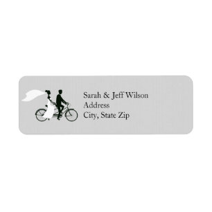 Tandem Bicycle Gray Wedding Rücksendeadressen-Aufk