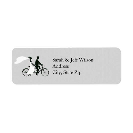 Tandem Bicycle Gray Wedding Rücksendeadressen-Aufk (Vorne)
