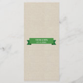 Tandem Bicycle Green Wedding Menu Imitate Linen Menükarte (Rückseite)