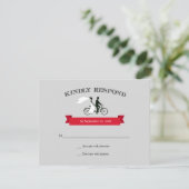 Tandem Bicycle Grey Wedding RSVP Karte (Stehend Vorderseite)