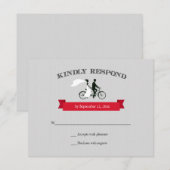 Tandem Bicycle Grey Wedding RSVP Karte (Vorne/Hinten)