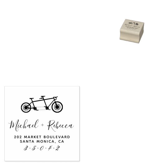 Tandem Bicycle Handgeschriebene Namen Rücksendeadr Gummistempel (Stempel)