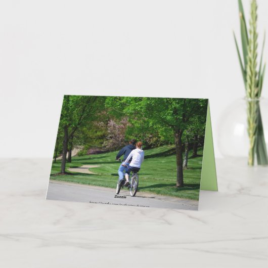 Tandem Bicycle Husband Birthday Light Green Interi Karte (Rückseite)