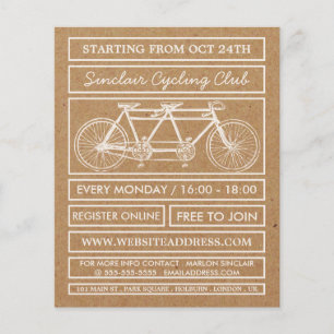 Tandem Bicycle, Kraft Cycling Club Werbung Flyer