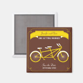 Tandem Bicycle Moderne Hochzeit Brown Save the Dat Magnet (Vorderseite/Rückseite)