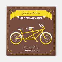 Tandem Bicycle Moderne Hochzeit Brown Save the Dat