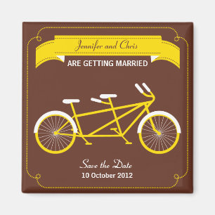 Tandem Bicycle Moderne Hochzeit Brown Save the Dat Magnet
