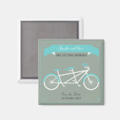 Tandem Bicycle Moderne Hochzeit Graue Save the Dat Magnet (Vorderseite/Rückseite)