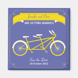 Tandem Bicycle Moderne Hochzeit Lila Save the Date Magnet
